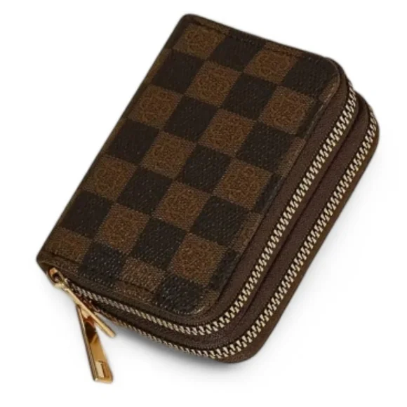 Brown Monogram Checkerboard Wallet Zip Zippy Around Double Zip Walet Brown/Black - Picture 8 of 16